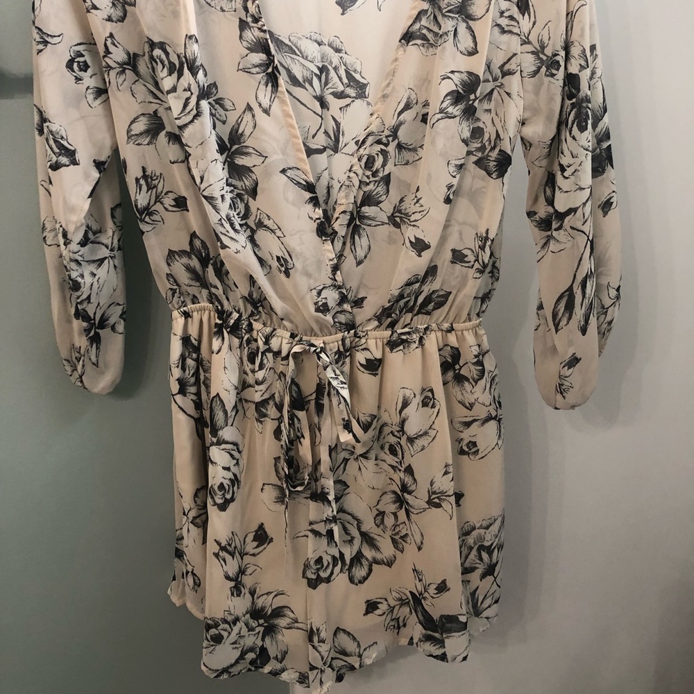 Black and beige floral romper